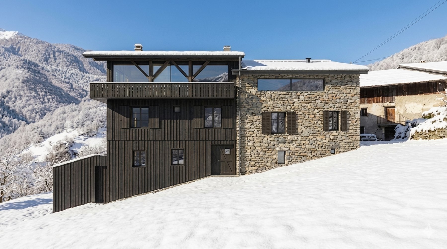 Rear elevation as proposed, winter